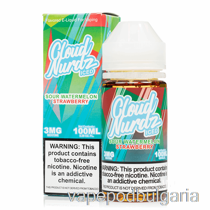 Vape Течности ледена кисела диня ягода - облак Nurdz - 100ml 3mg